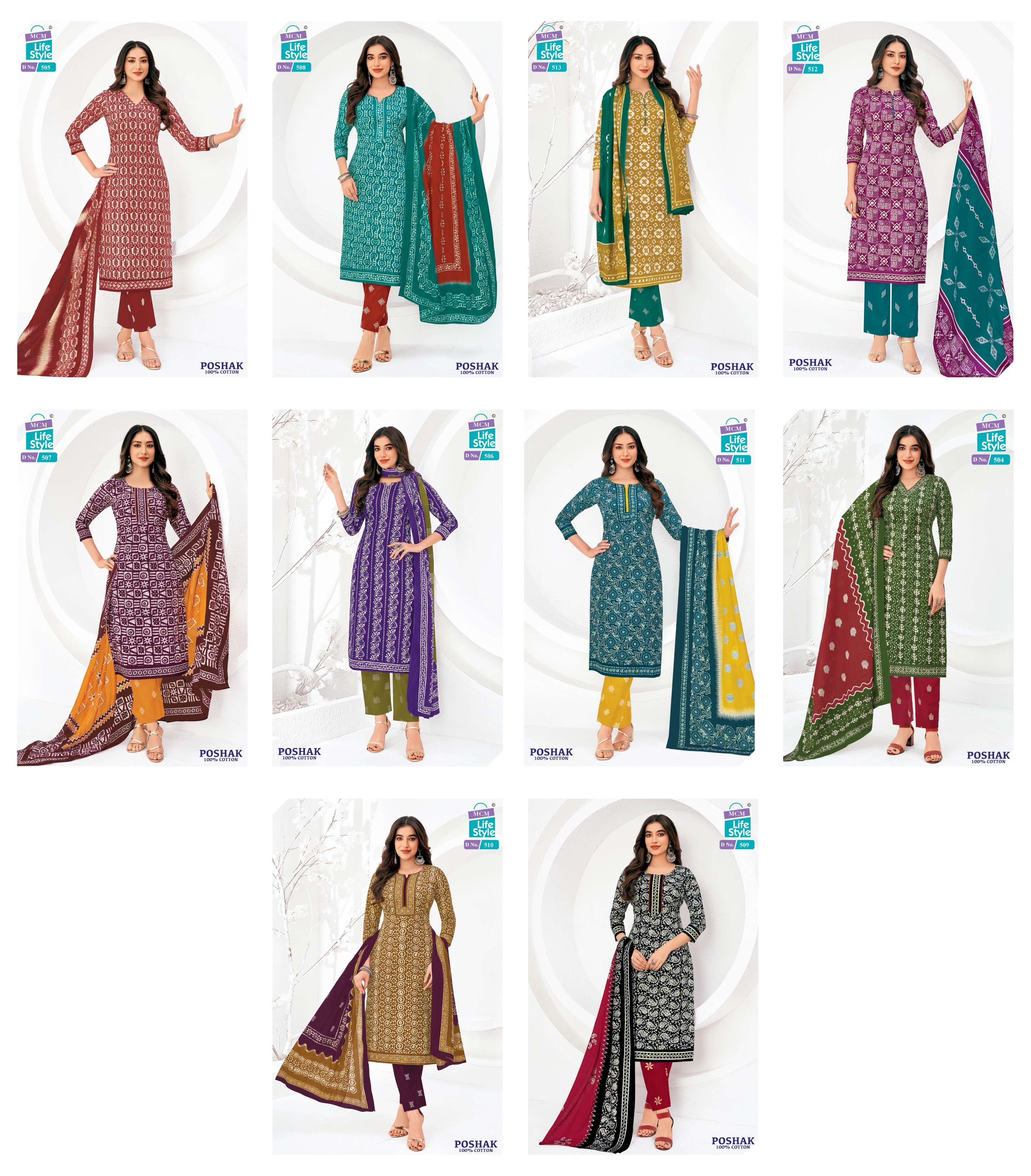 MCM LIFESTYLE POSHAK VOL 5 COTTON BATIK PRINT LADIES READY MADE SUIT