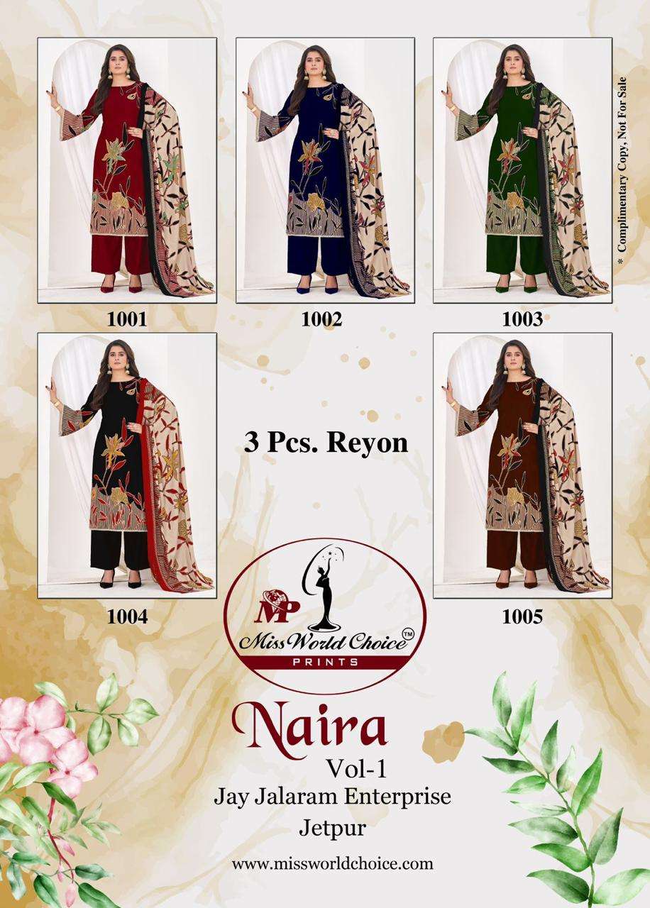 MISS WORLD CHOICE NAIRA VOL 1 RAYON FANCY WORKS LADIES SALWAR SUIT