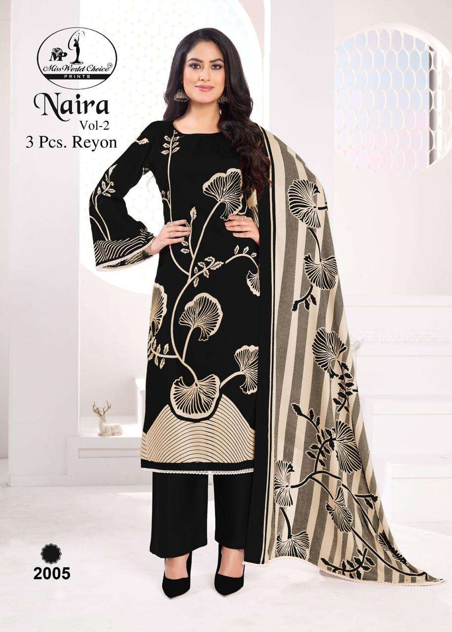 MISS WORLD CHOICE NAIRA VOL 2 RAYON FANCY WORKS LADIES SALWAR SUIT