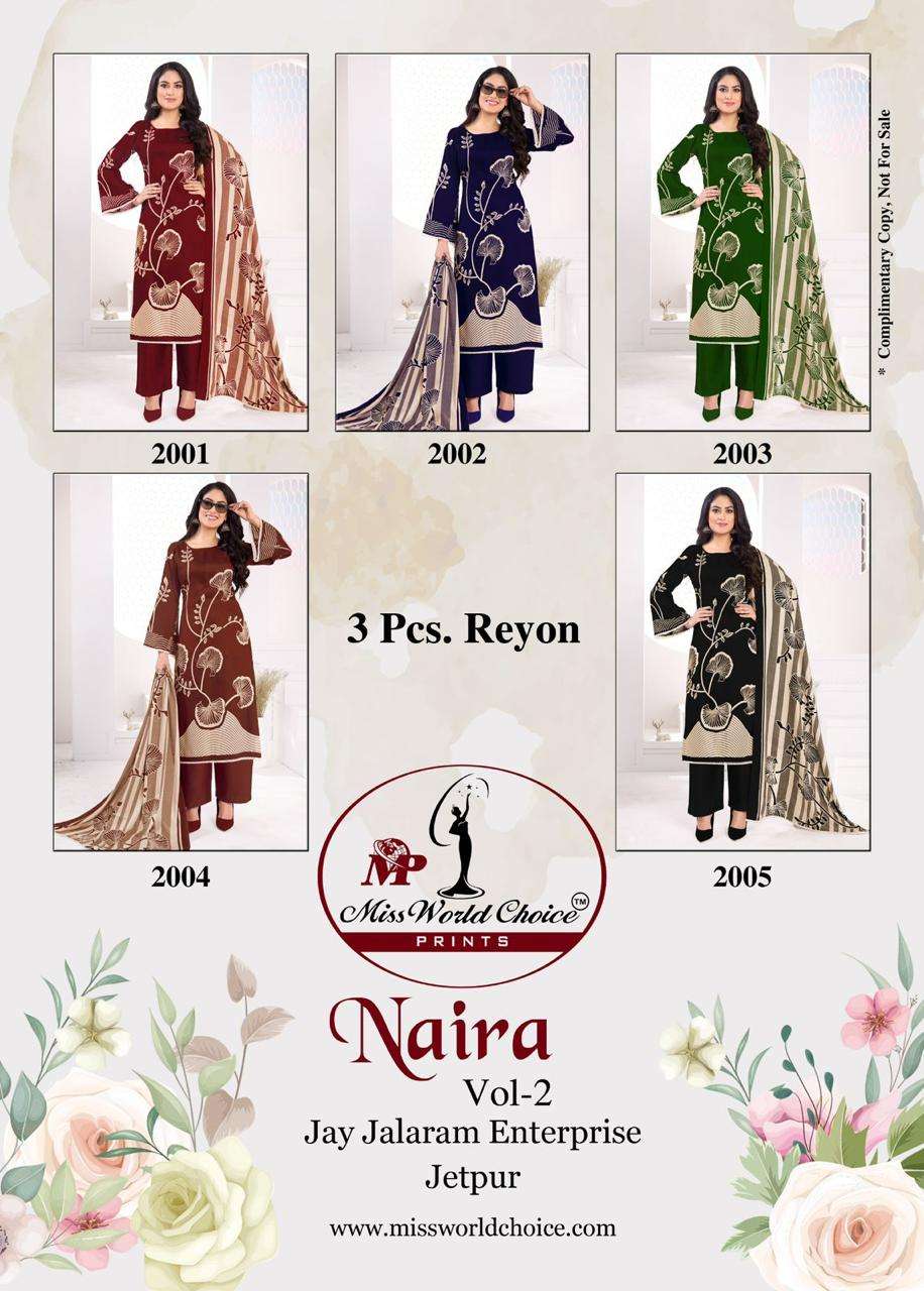 MISS WORLD CHOICE NAIRA VOL 2 RAYON FANCY WORKS LADIES SALWAR SUIT