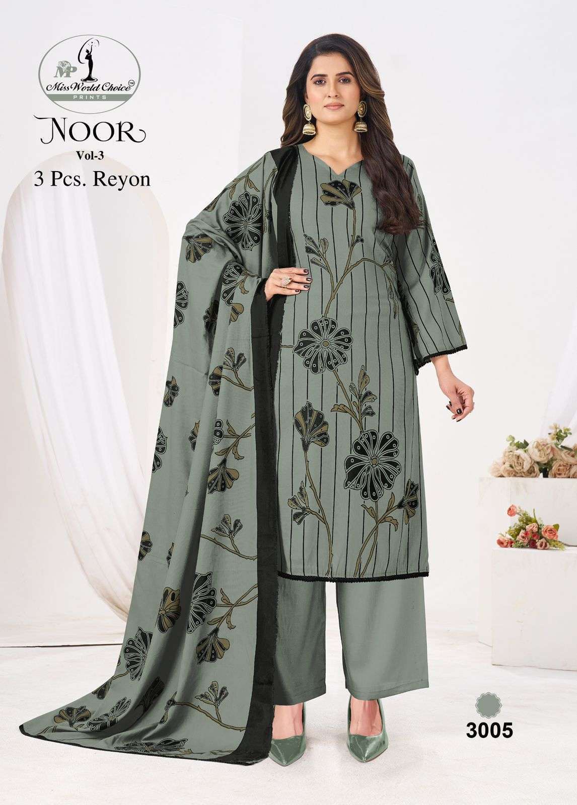 MISS WORLD CHOICE NOOR VOL 3 RAYON DIGITAL PRINTS LADIES SALWAR SUIT