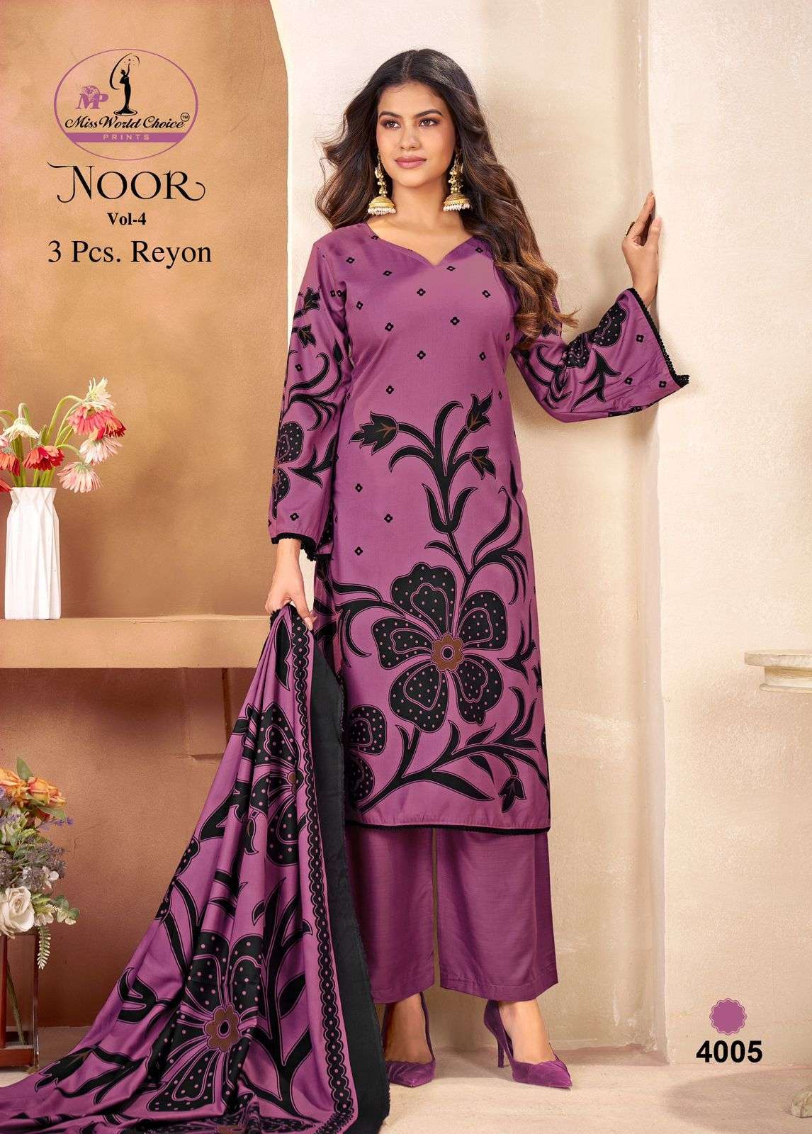 MISS WORLD CHOICE NOOR VOL 4 RAYON DIGITAL PRINTS LADIES SALWAR SUIT