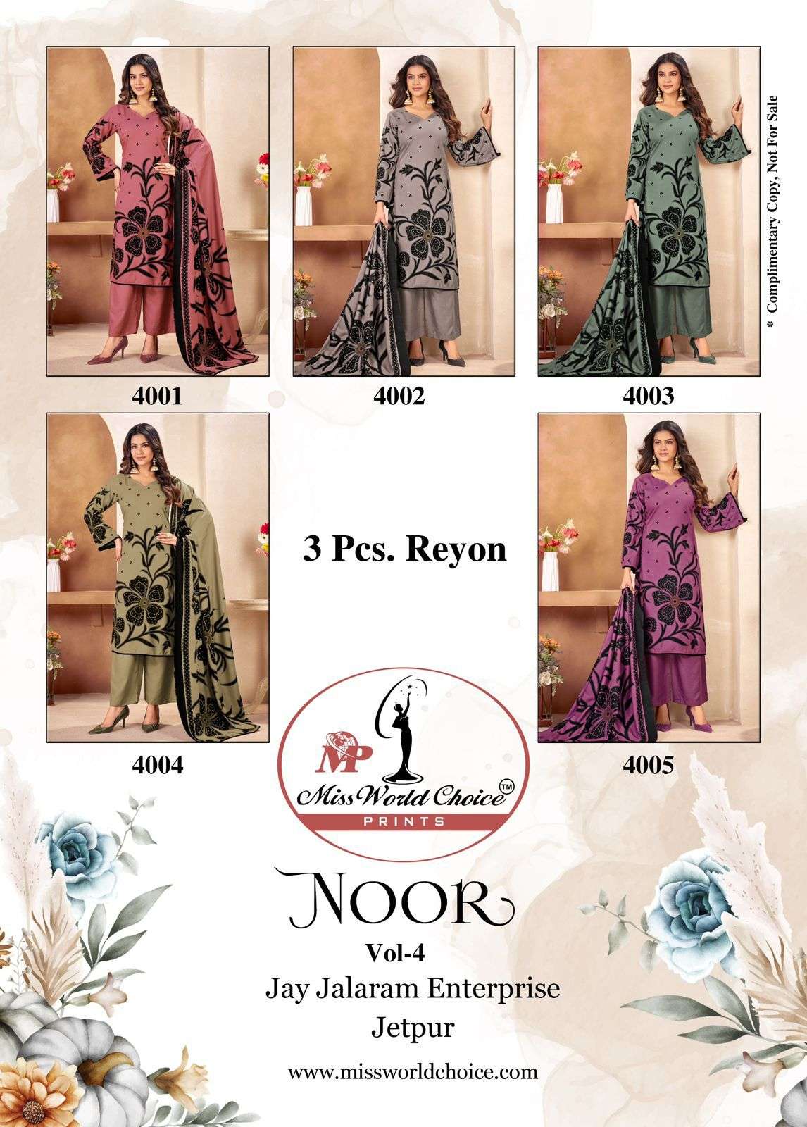 MISS WORLD CHOICE NOOR VOL 4 RAYON DIGITAL PRINTS LADIES SALWAR SUIT