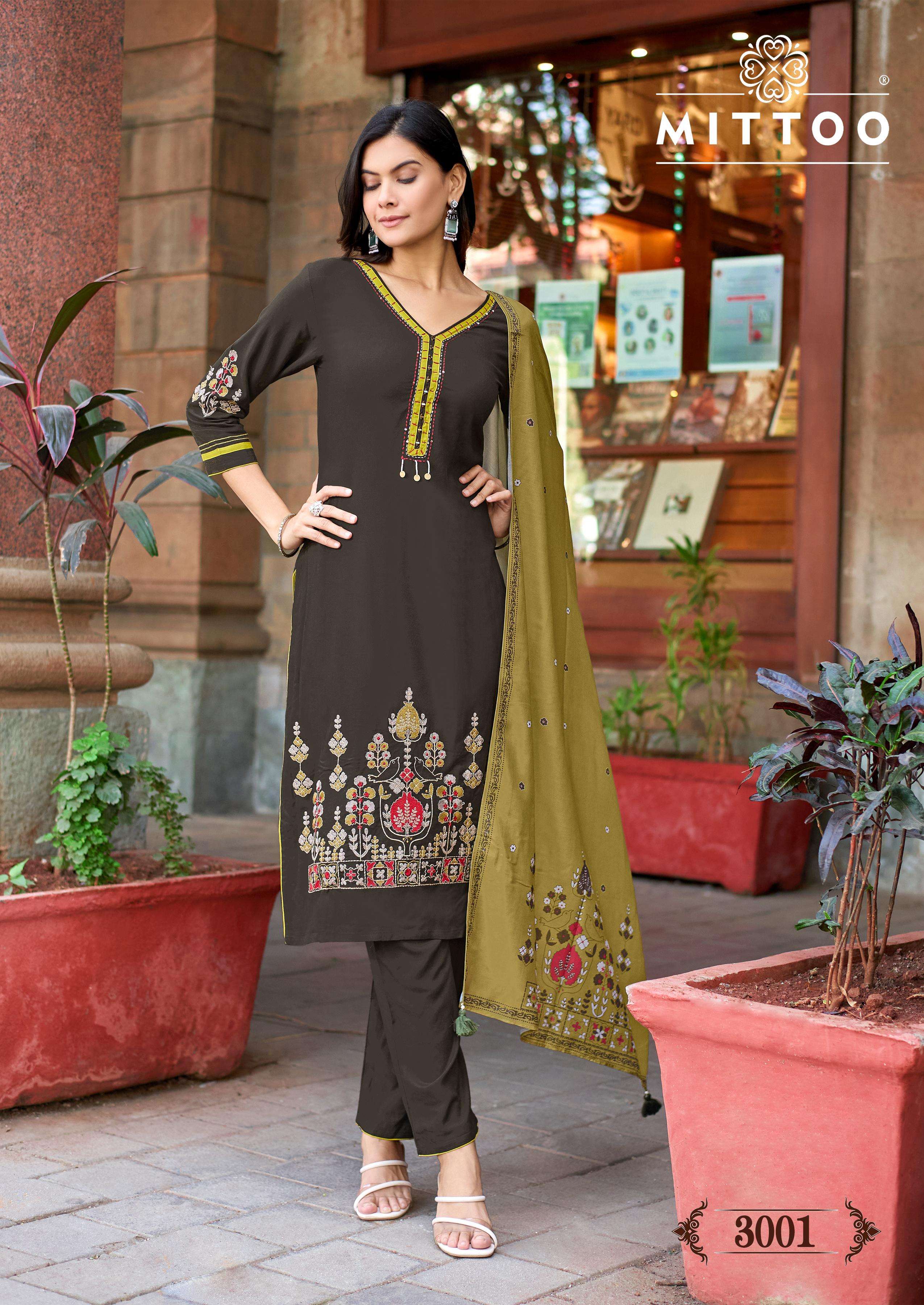 MITTOO KALAMAY RAYON FANCY WORKS LADIES 3PIECE SET COLLECTION