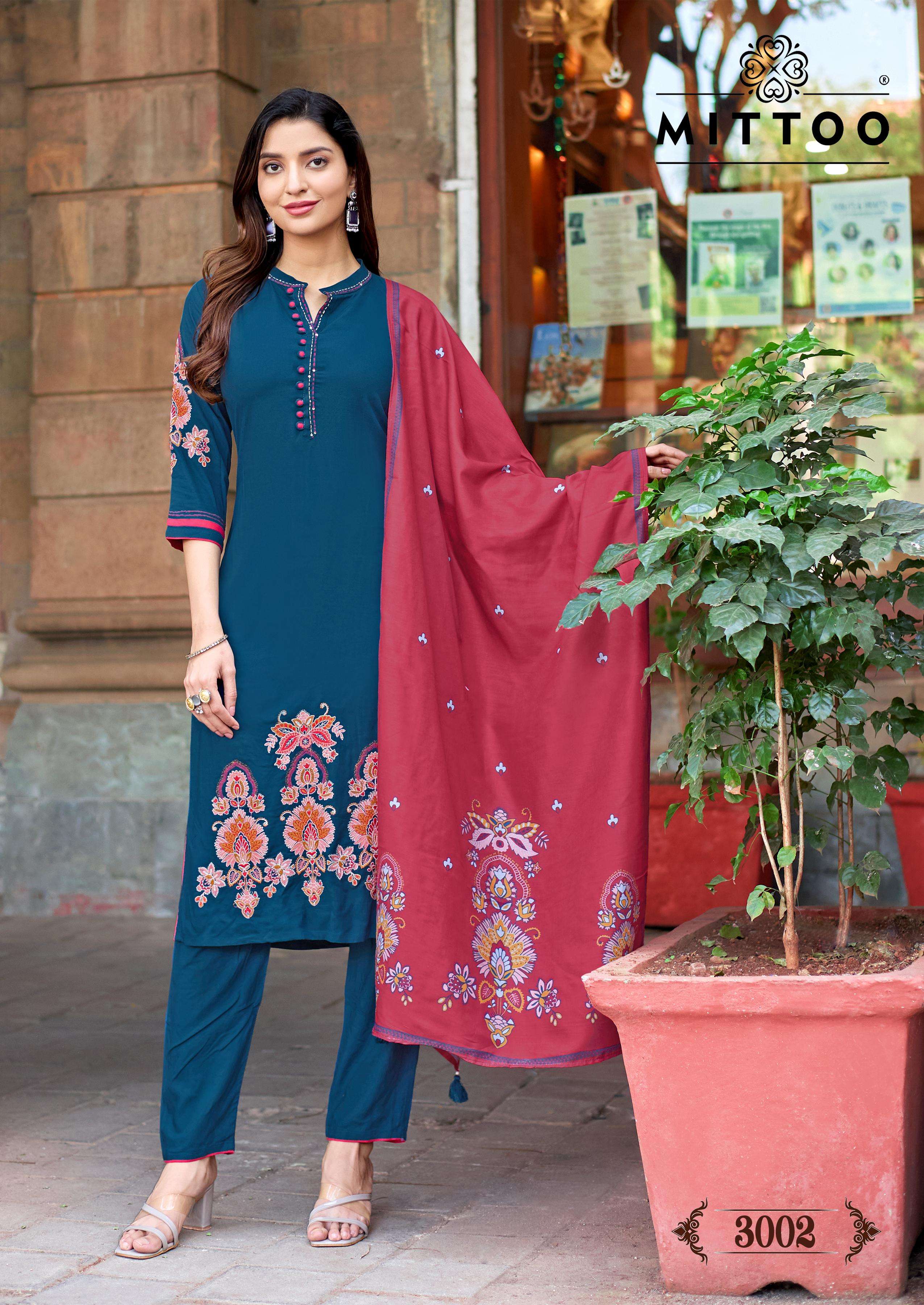 MITTOO KALAMAY RAYON FANCY WORKS LADIES 3PIECE SET COLLECTION