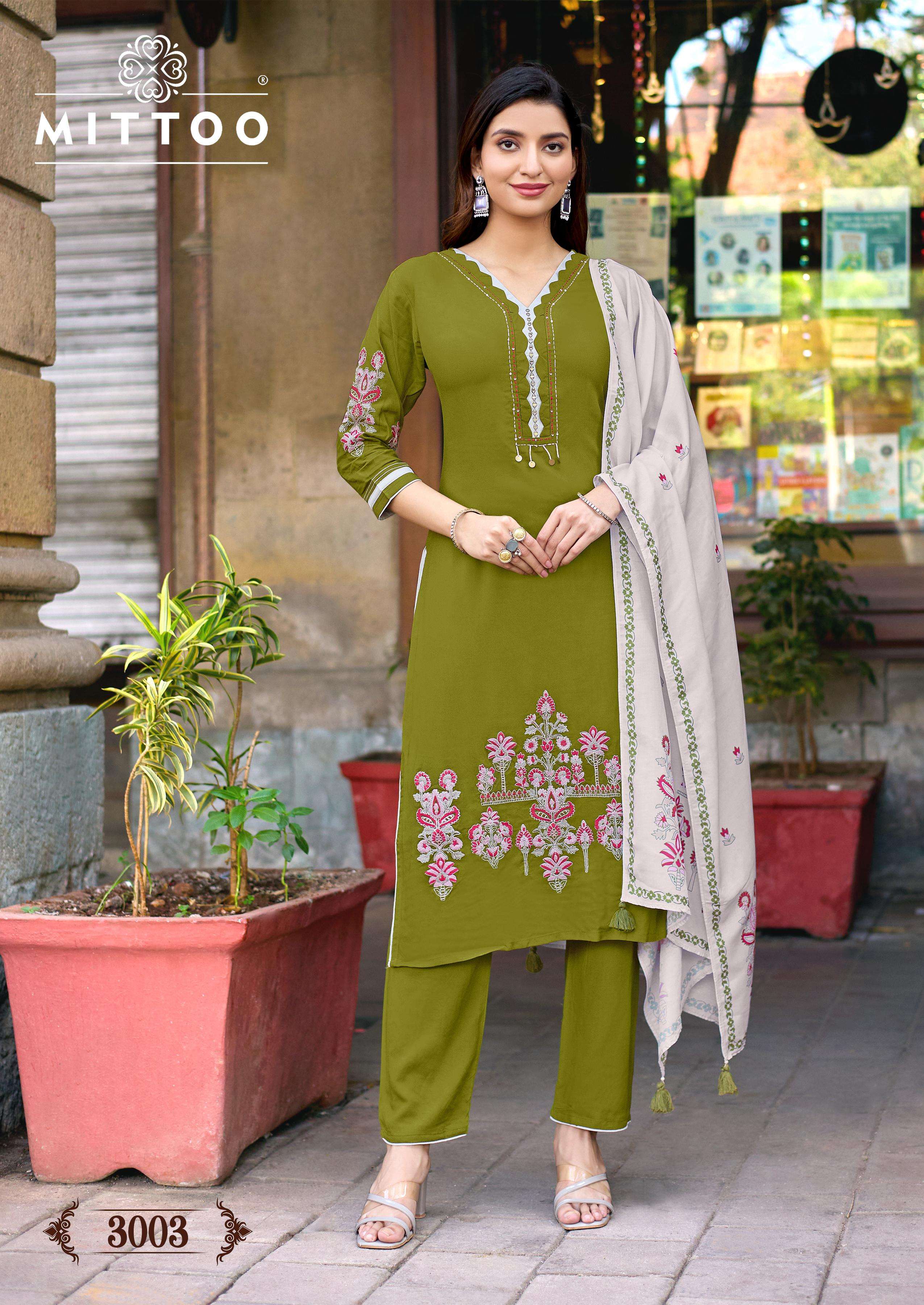 MITTOO KALAMAY RAYON FANCY WORKS LADIES 3PIECE SET COLLECTION