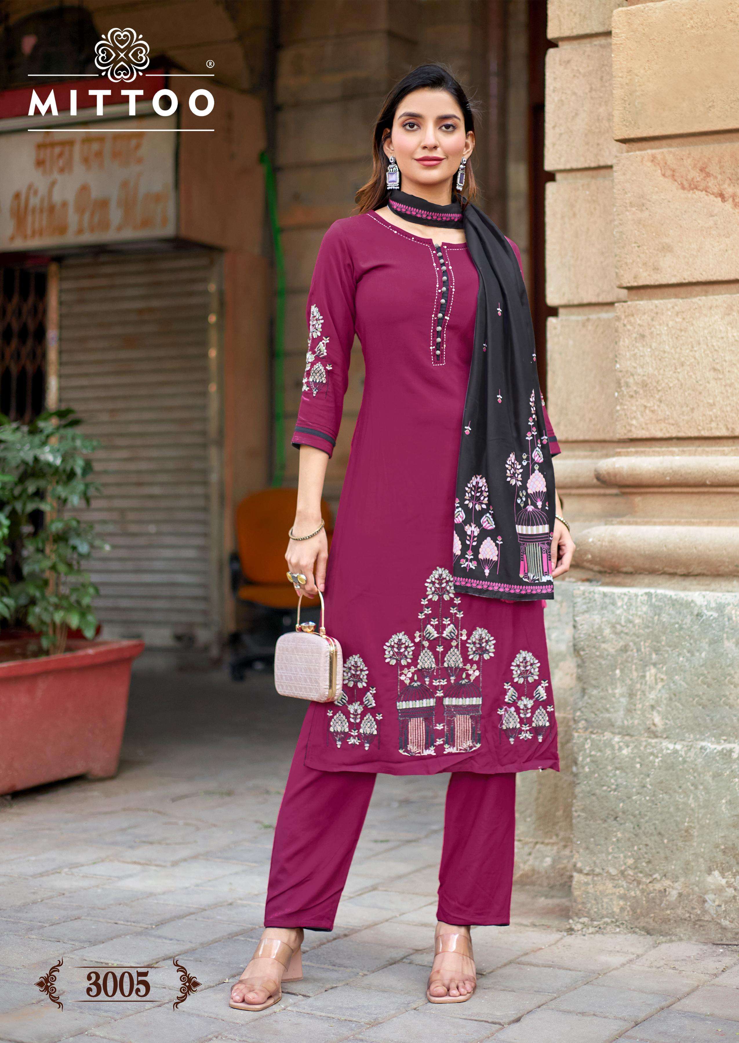 MITTOO KALAMAY RAYON FANCY WORKS LADIES 3PIECE SET COLLECTION