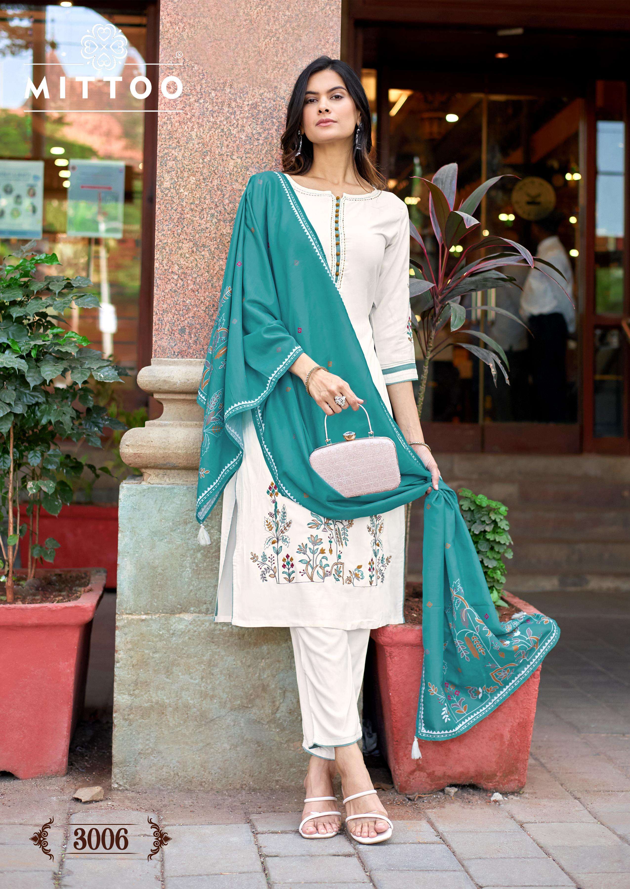 MITTOO KALAMAY RAYON FANCY WORKS LADIES 3PIECE SET COLLECTION