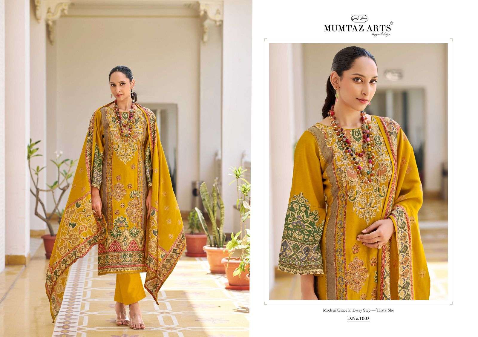 MUMTAZ ARTS GULMOHAR VISCOSE DIGITAL PRINT WITH FANCY WORK SUIT