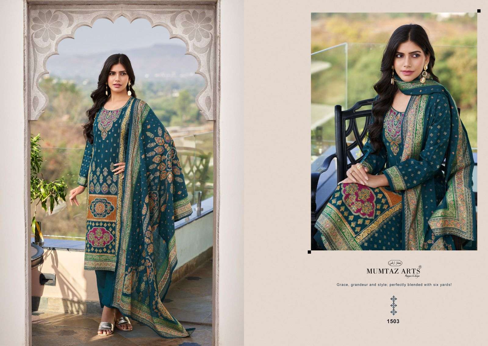 MUMTAZ ARTS NASRIN VISCOSE DIGITAL PRINT WITH FANCY EMBROIDERY WORK SUIT