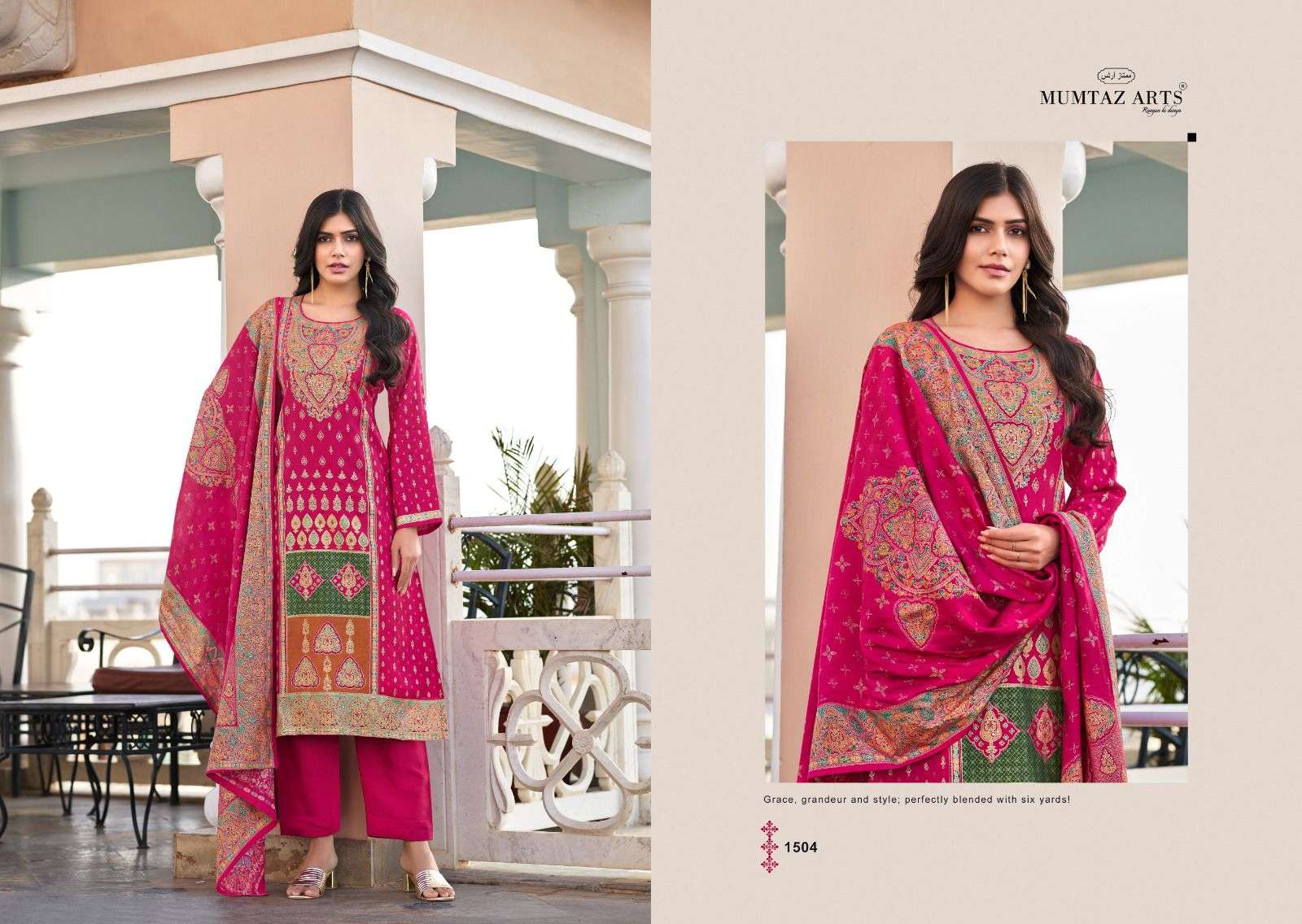 MUMTAZ ARTS NASRIN VISCOSE DIGITAL PRINT WITH FANCY EMBROIDERY WORK SUIT