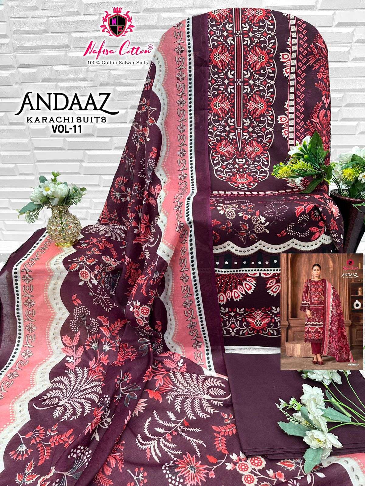NAFISA COTTON ANDAAZ KARACHI SUITS VOL 11 COTTON DIGITAL PRINT DRESS