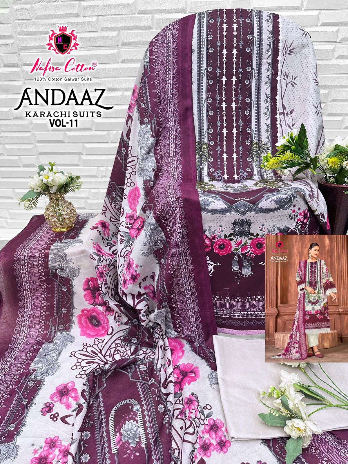 NAFISA COTTON ANDAAZ KARACHI SUITS VOL 11 COTTON DIGITAL PRINT DRESS