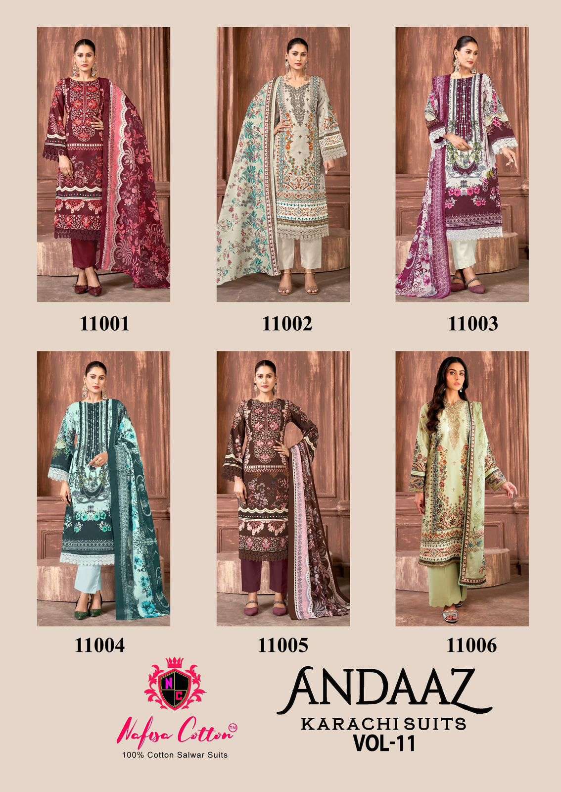 NAFISA COTTON ANDAAZ KARACHI SUITS VOL 11 COTTON DIGITAL PRINT DRESS