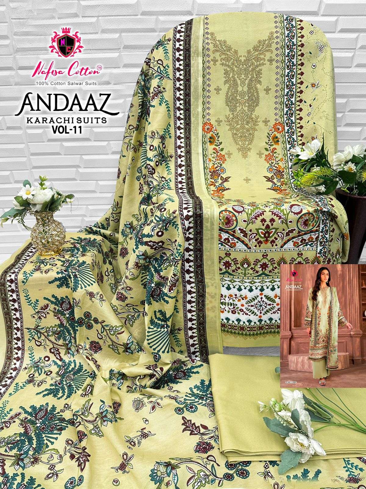 NAFISA COTTON ANDAAZ KARACHI SUITS VOL 11 COTTON DIGITAL PRINT DRESS