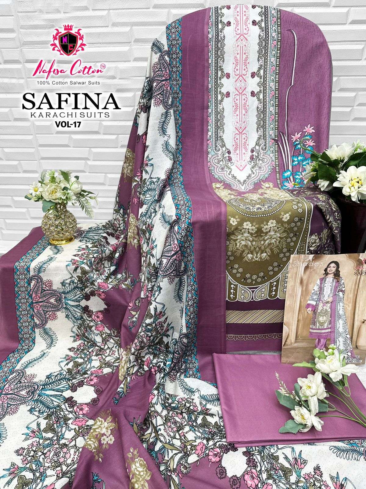 NAFISA COTTON SAFINA KARACHI SUITS VOL 17 COTTON DIGITAL STYLE PRINTS SALWAR SUIT