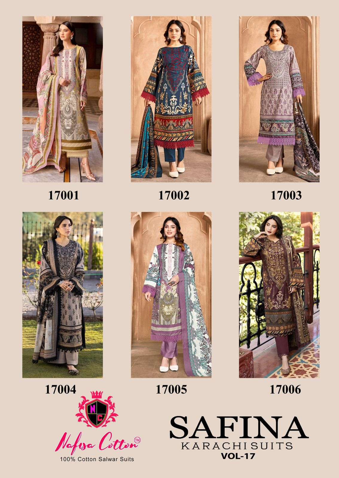 NAFISA COTTON SAFINA KARACHI SUITS VOL 17 COTTON DIGITAL STYLE PRINTS SALWAR SUIT