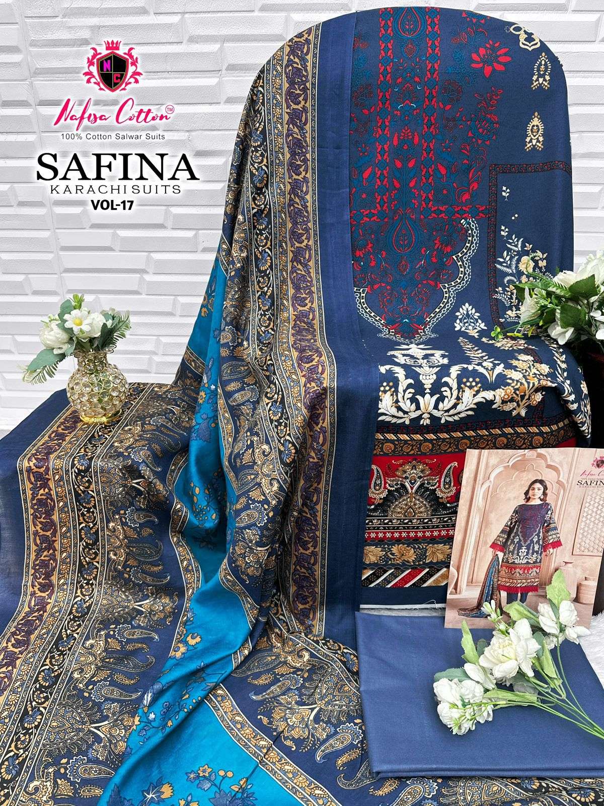 NAFISA COTTON SAFINA KARACHI SUITS VOL 17 COTTON DIGITAL STYLE PRINTS SALWAR SUIT