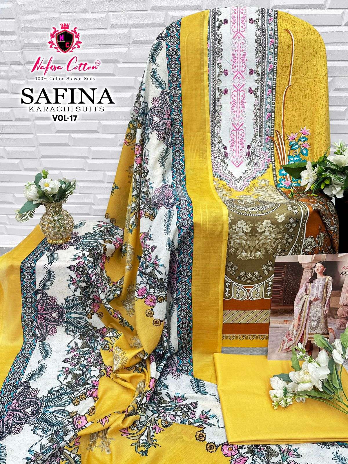 NAFISA COTTON SAFINA KARACHI SUITS VOL 17 COTTON DIGITAL STYLE PRINTS SALWAR SUIT