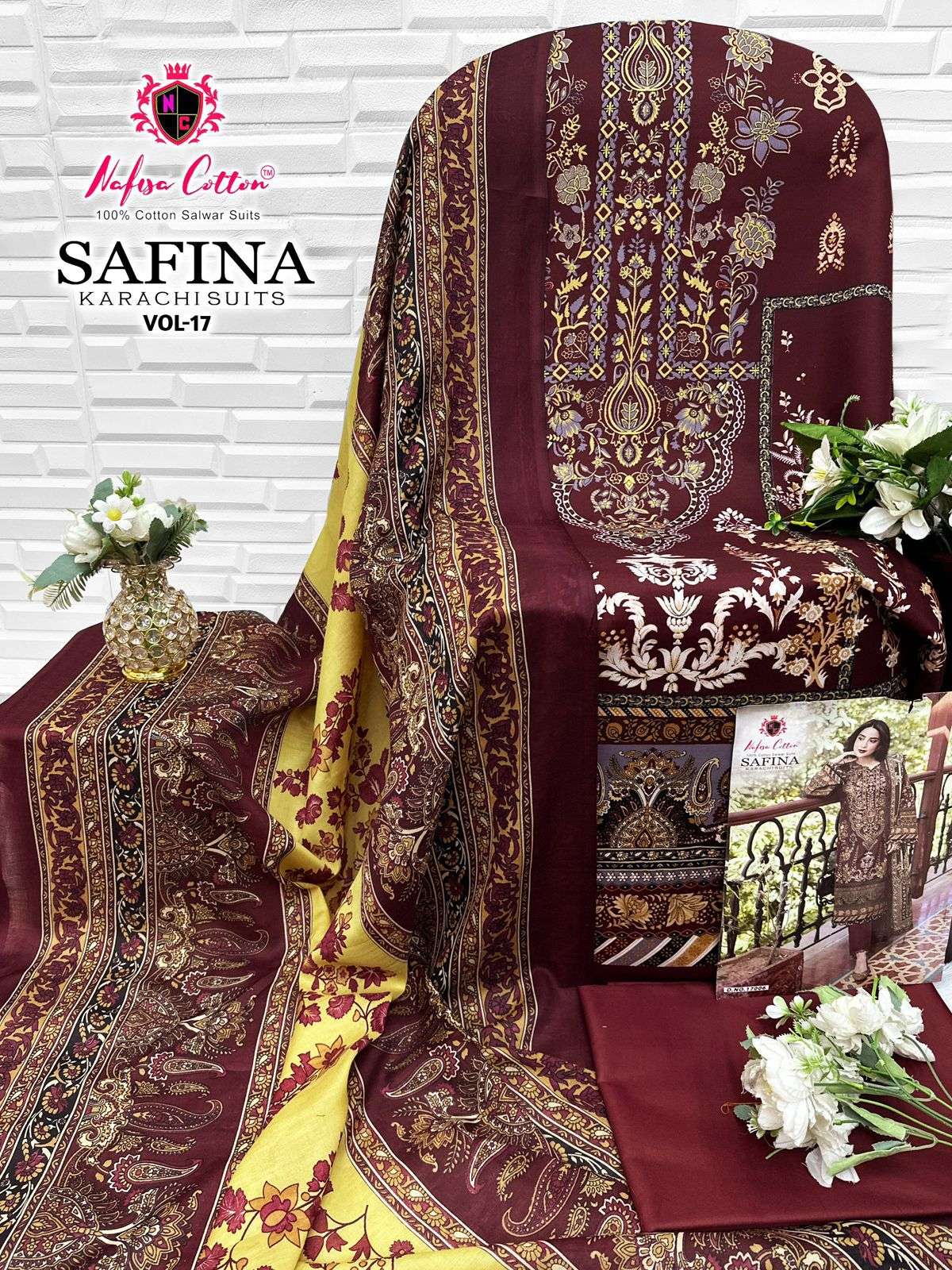 NAFISA COTTON SAFINA KARACHI SUITS VOL 17 COTTON DIGITAL STYLE PRINTS SALWAR SUIT