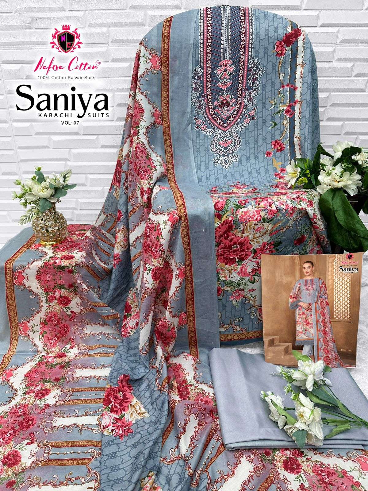 NAFISA COTTON SANIYA KARACHI SUITS VOL 7 DIGITAL STYLE PRINT COTTON SALWAR SUIT