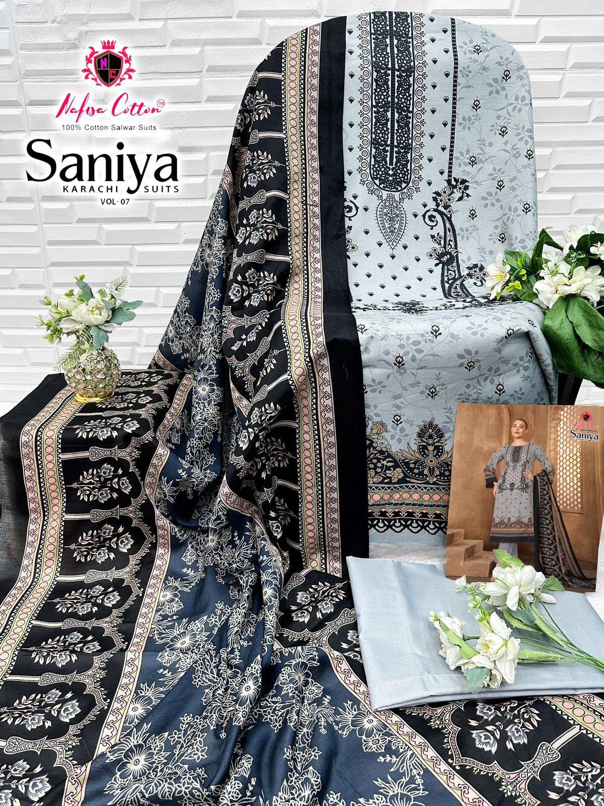 NAFISA COTTON SANIYA KARACHI SUITS VOL 7 DIGITAL STYLE PRINT COTTON SALWAR SUIT