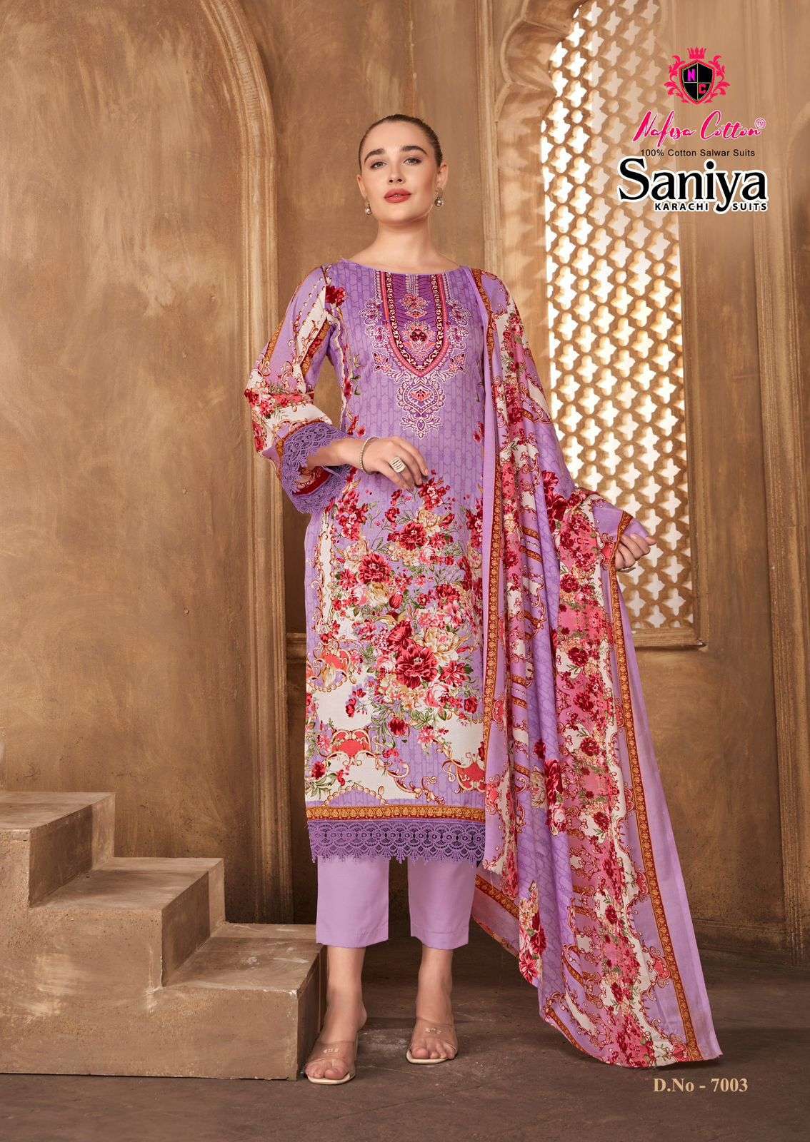 NAFISA COTTON SANIYA KARACHI SUITS VOL 7 DIGITAL STYLE PRINT COTTON SALWAR SUIT