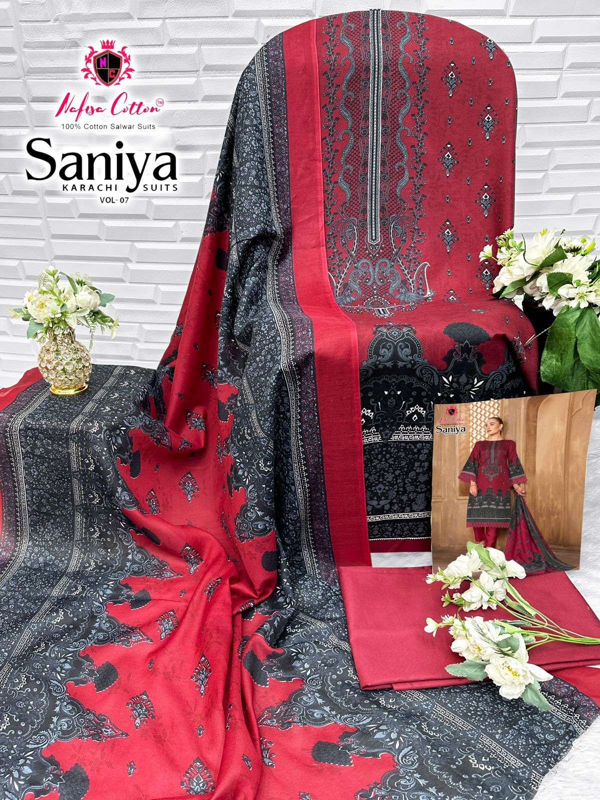 NAFISA COTTON SANIYA KARACHI SUITS VOL 7 DIGITAL STYLE PRINT COTTON SALWAR SUIT