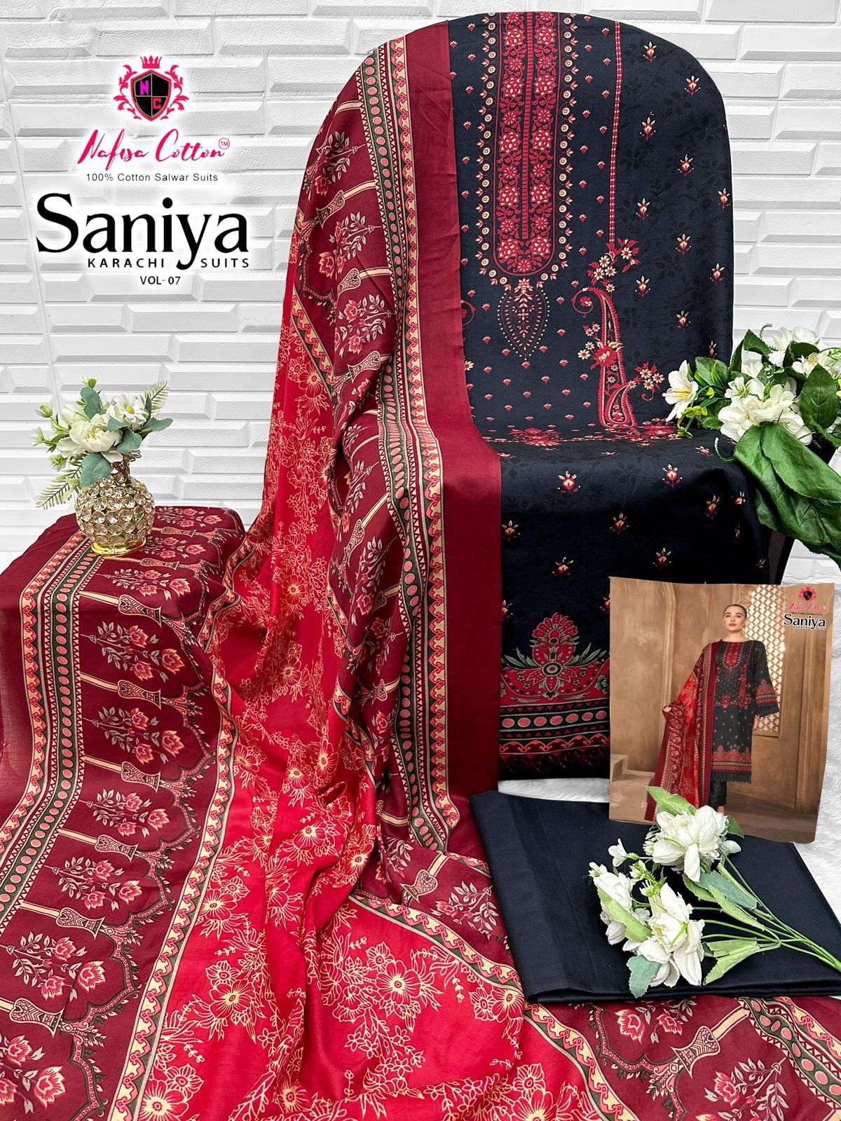 NAFISA COTTON SANIYA KARACHI SUITS VOL 7 DIGITAL STYLE PRINT COTTON SALWAR SUIT