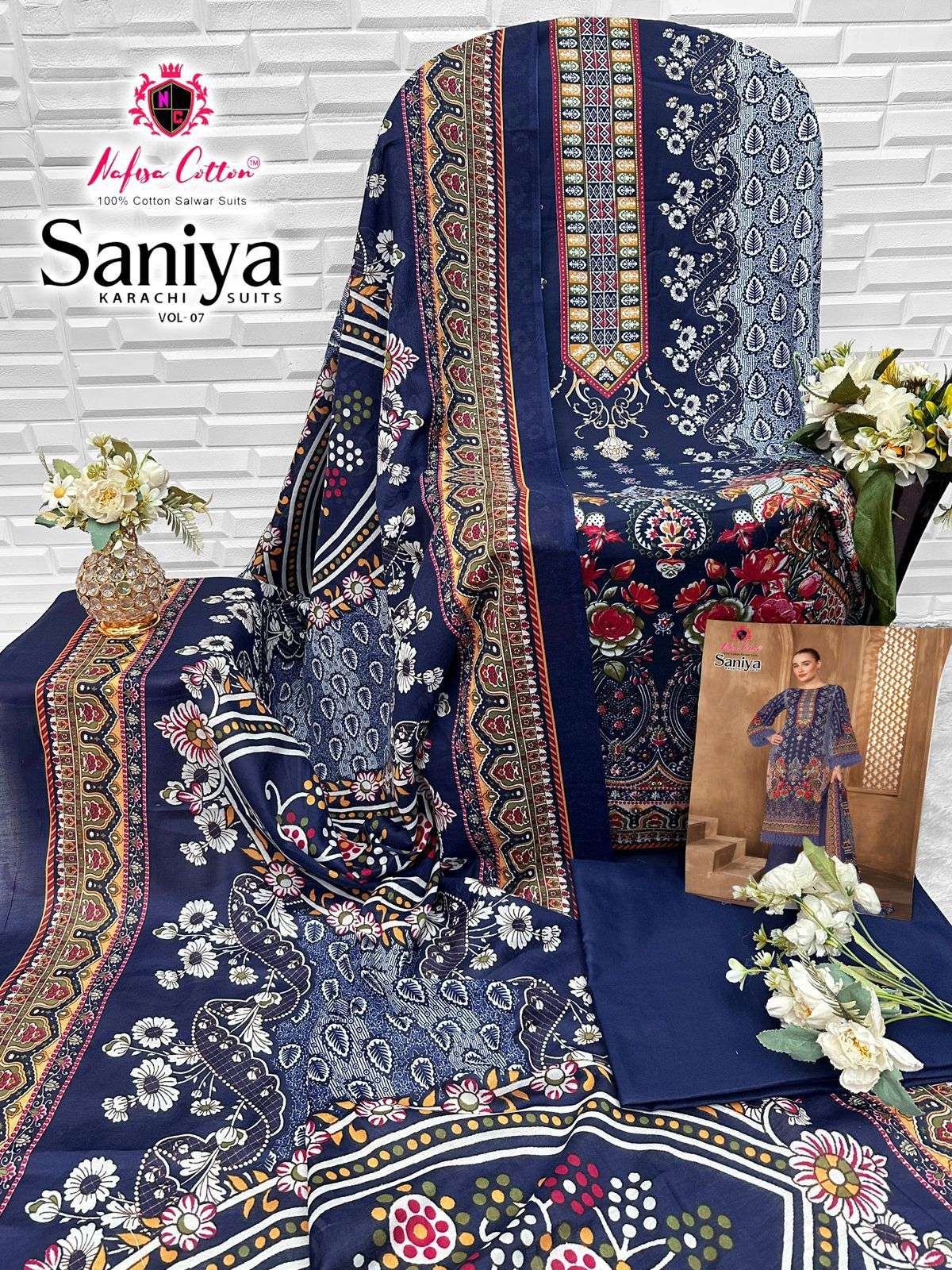 NAFISA COTTON SANIYA KARACHI SUITS VOL 7 DIGITAL STYLE PRINT COTTON SALWAR SUIT