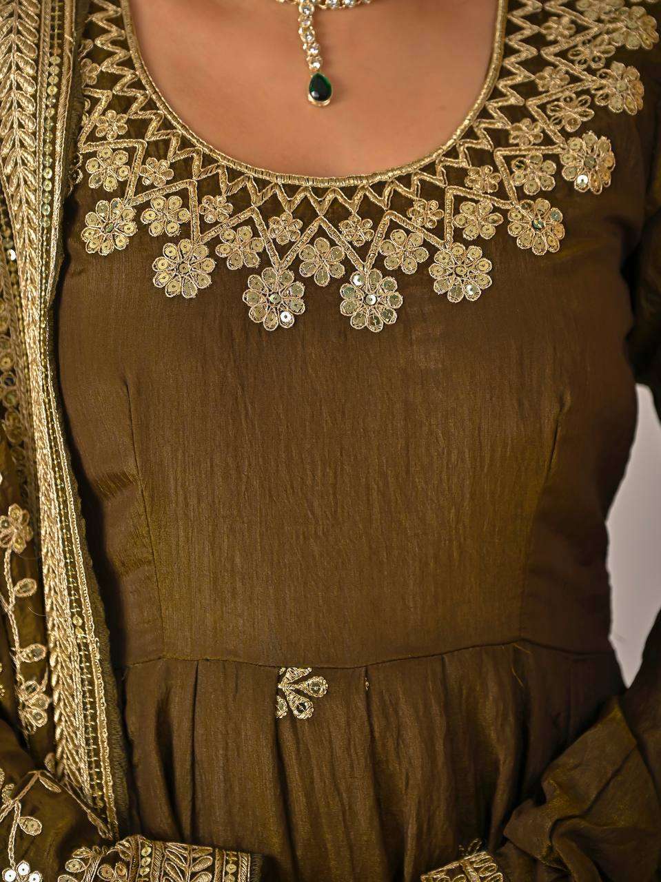 ND 5055 SILK SEQUENCE EMBROIDERY DESIGNER WORK PARTY WEAR ANARKALI DRESS