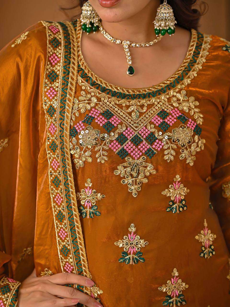 ND 5056 SILK DESIGNER PARTY WEAR LADIES TOP WITH SHARARA AND DUPATTA SET 
