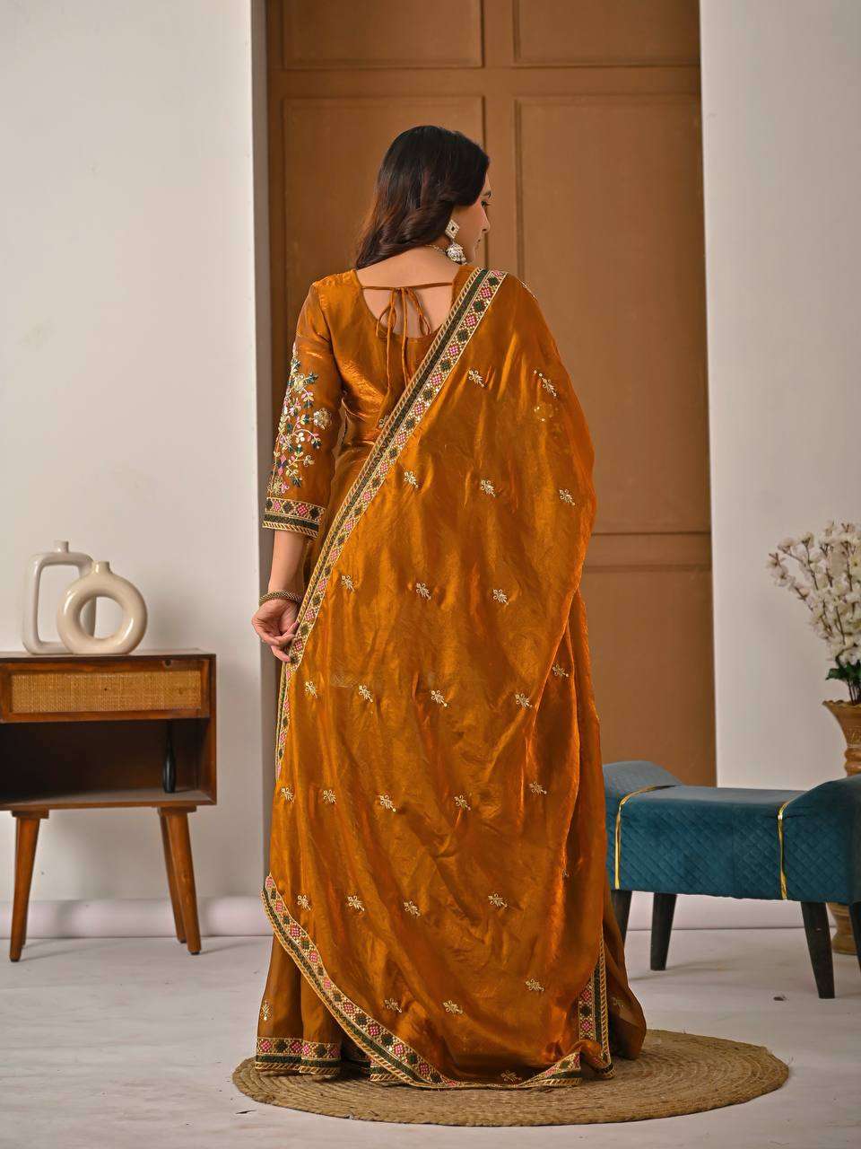 ND 5056 SILK DESIGNER PARTY WEAR LADIES TOP WITH SHARARA AND DUPATTA SET 