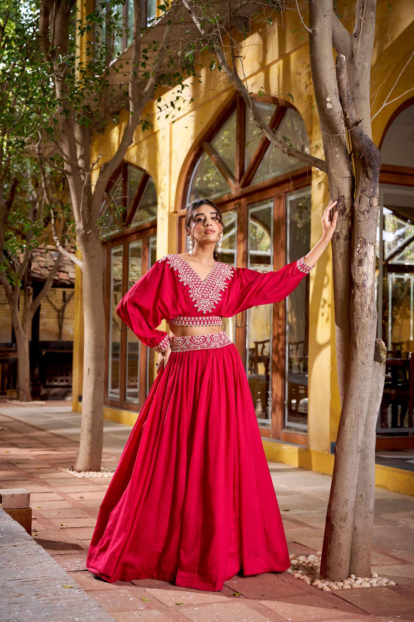 NNK RIWAAZ SILK DESIGNER PARTY WEAR LADIES CO-ORD SET TOP WITH LEHENGA 
