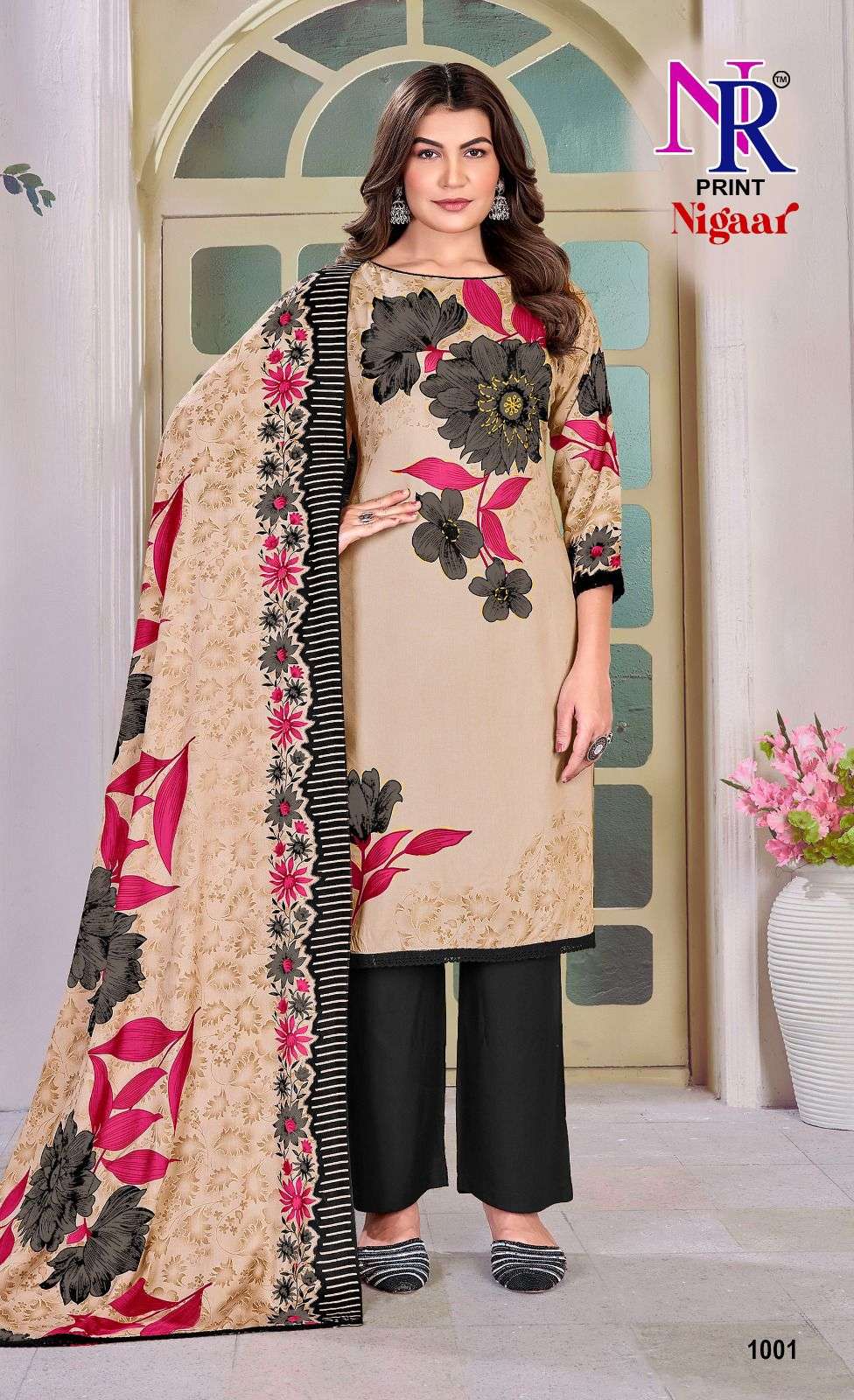 NR PRINT NIGAAR VOL 1 RAYON FOIL PRINT WITH FANCY WORK SUIT