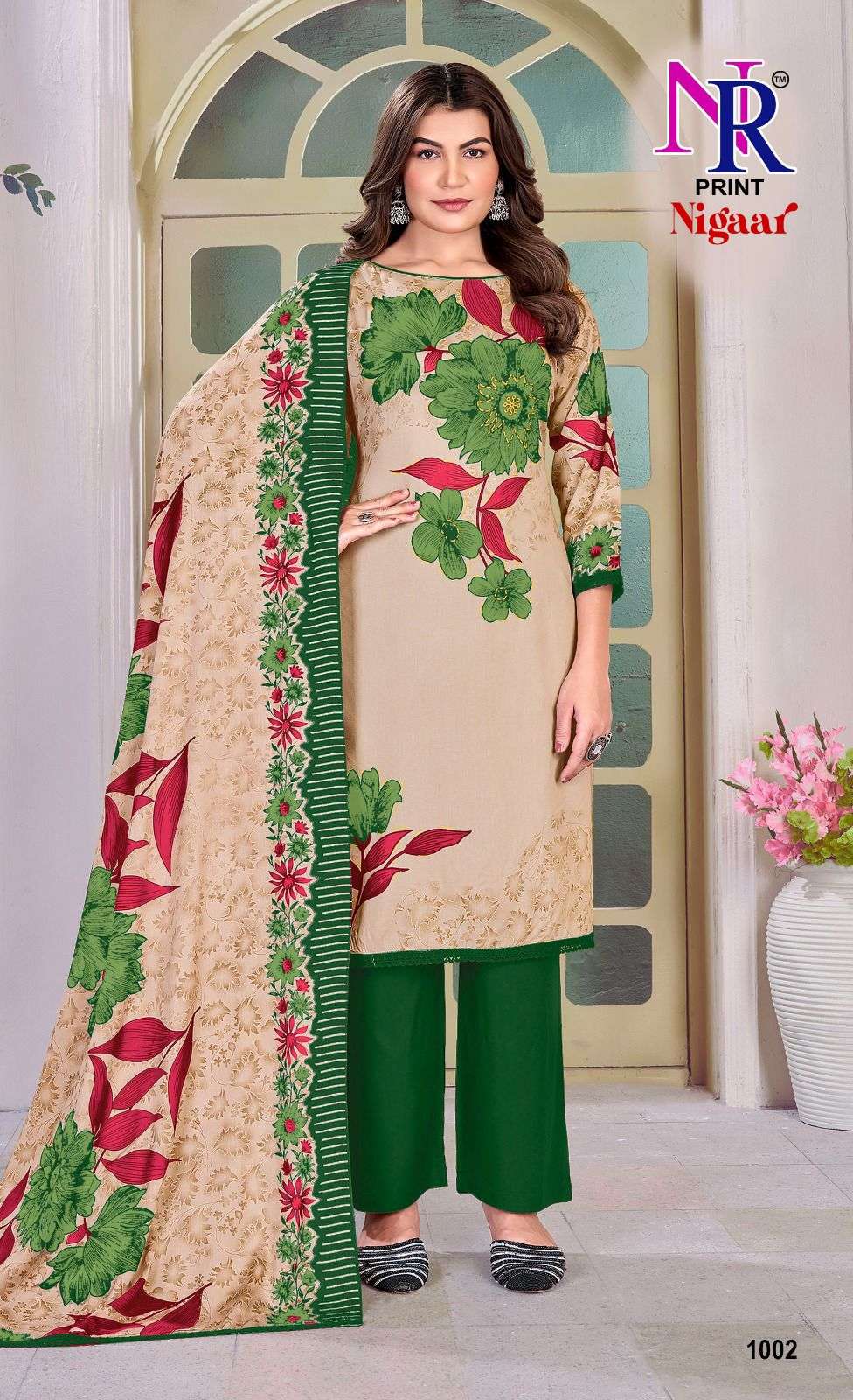 NR PRINT NIGAAR VOL 1 RAYON FOIL PRINT WITH FANCY WORK SUIT
