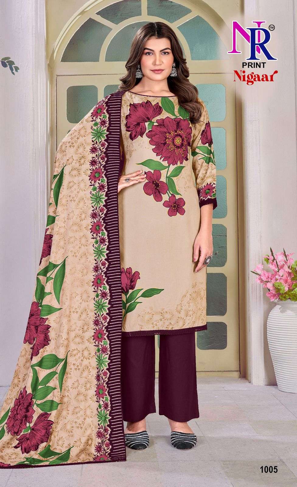 NR PRINT NIGAAR VOL 1 RAYON FOIL PRINT WITH FANCY WORK SUIT
