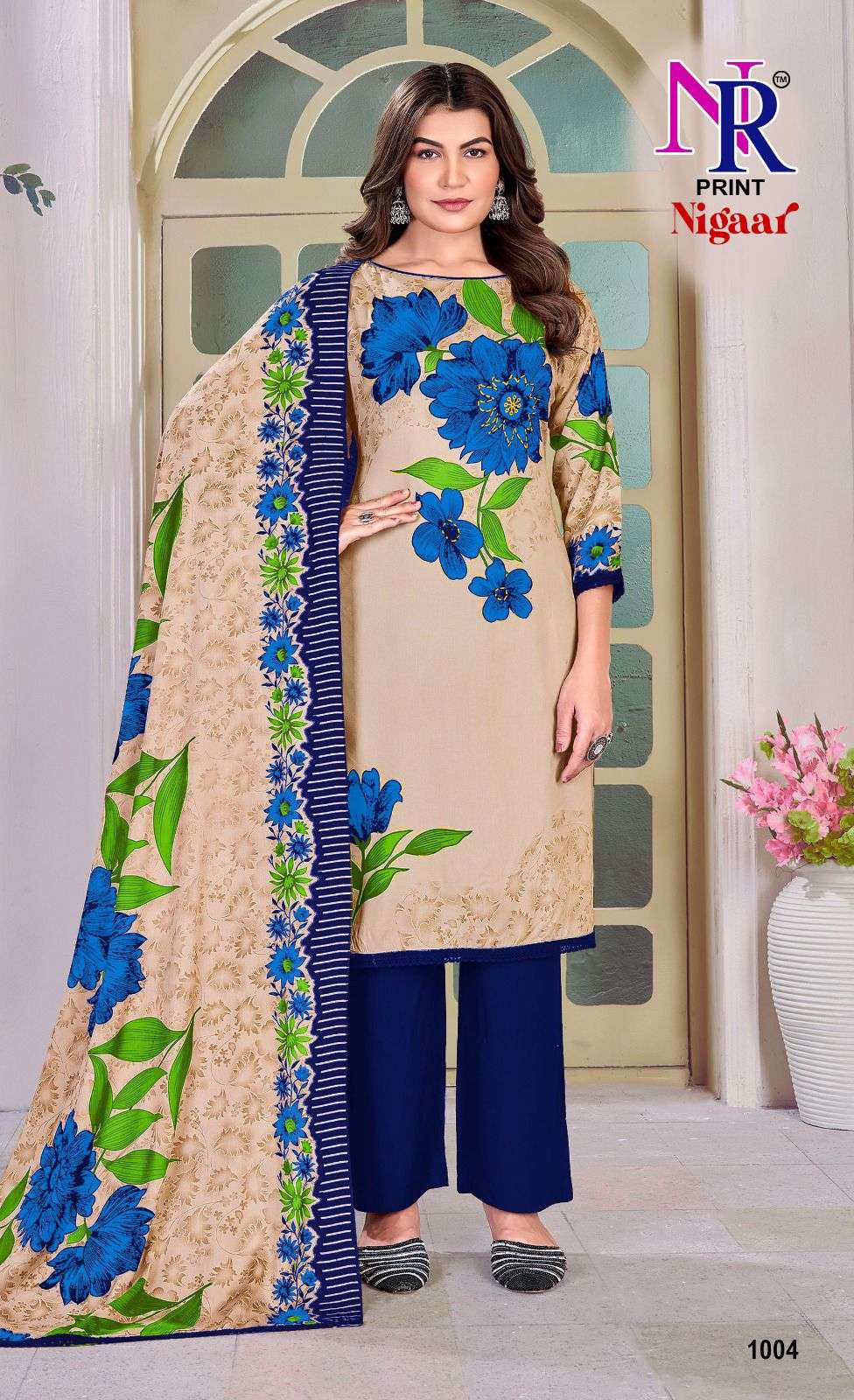 NR PRINT NIGAAR VOL 1 RAYON FOIL PRINT WITH FANCY WORK SUIT
