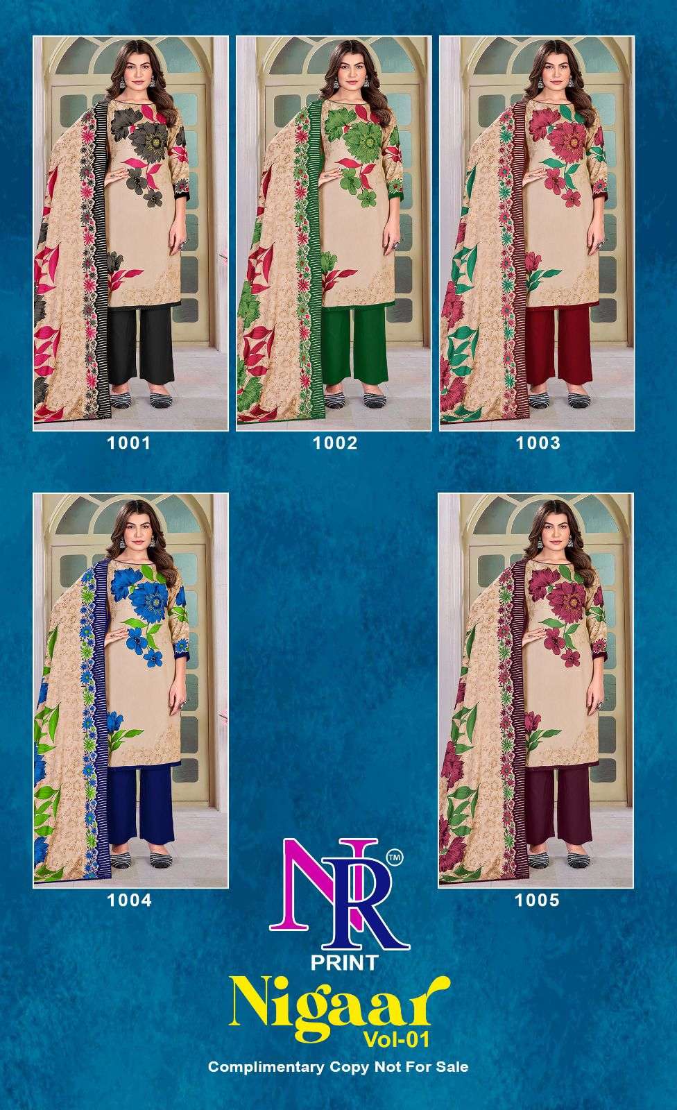 NR PRINT NIGAAR VOL 1 RAYON FOIL PRINT WITH FANCY WORK SUIT