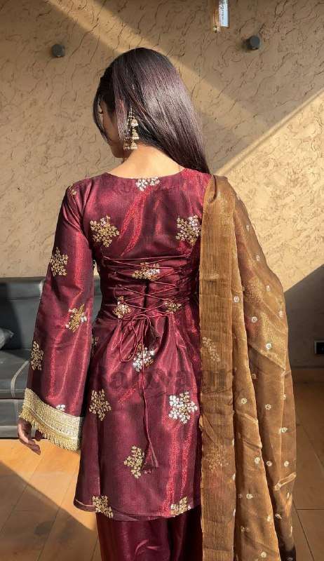 NSR 853 SILK WITH FULLY STITCHED KURTI WITH BOTTOM AND DUPATTA SET 