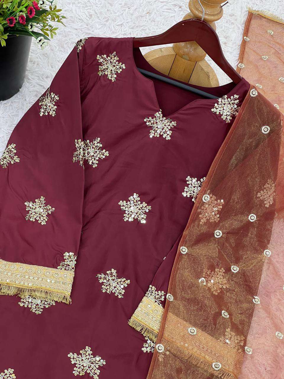 NSR 853 SILK WITH FULLY STITCHED KURTI WITH BOTTOM AND DUPATTA SET 