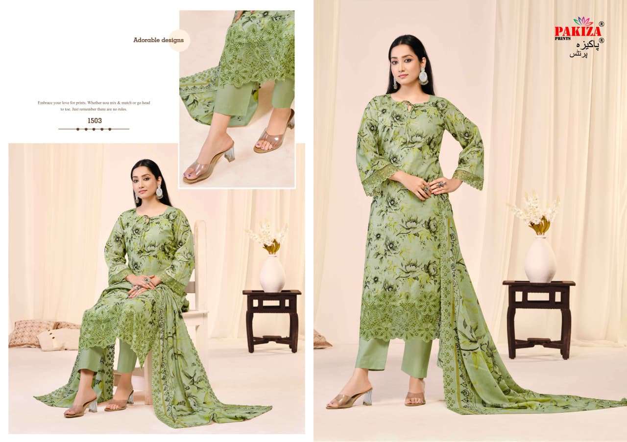 PAKIZA PRINTS ABU REHAN VOL 15 LAWN COTTON DIGITAL PRINT WITH FANCY WORK SUIT