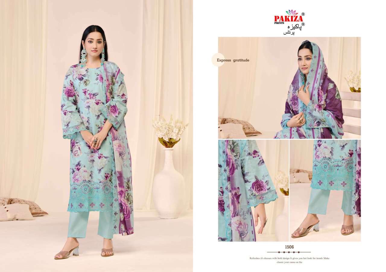 PAKIZA PRINTS ABU REHAN VOL 15 LAWN COTTON DIGITAL PRINT WITH FANCY WORK SUIT