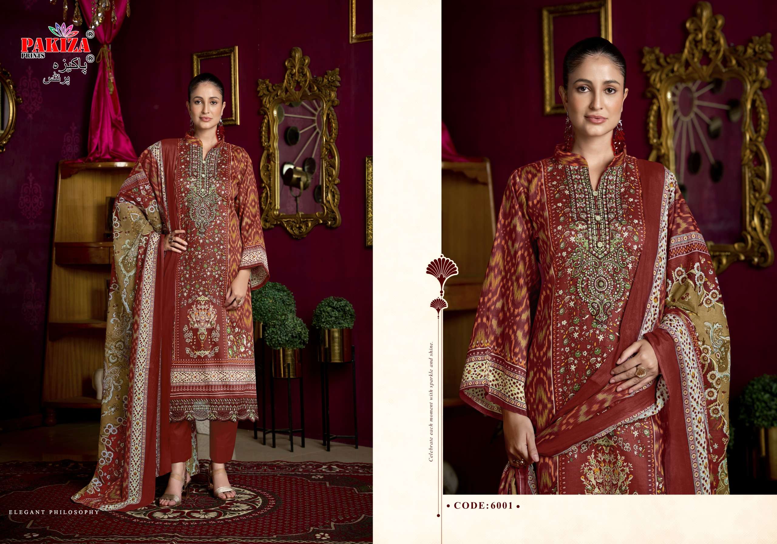 PAKIZA PRINTS FARMAISH VOL 6 JAM SATIN PRINT WITH FANCY WORK LADIES SUIT