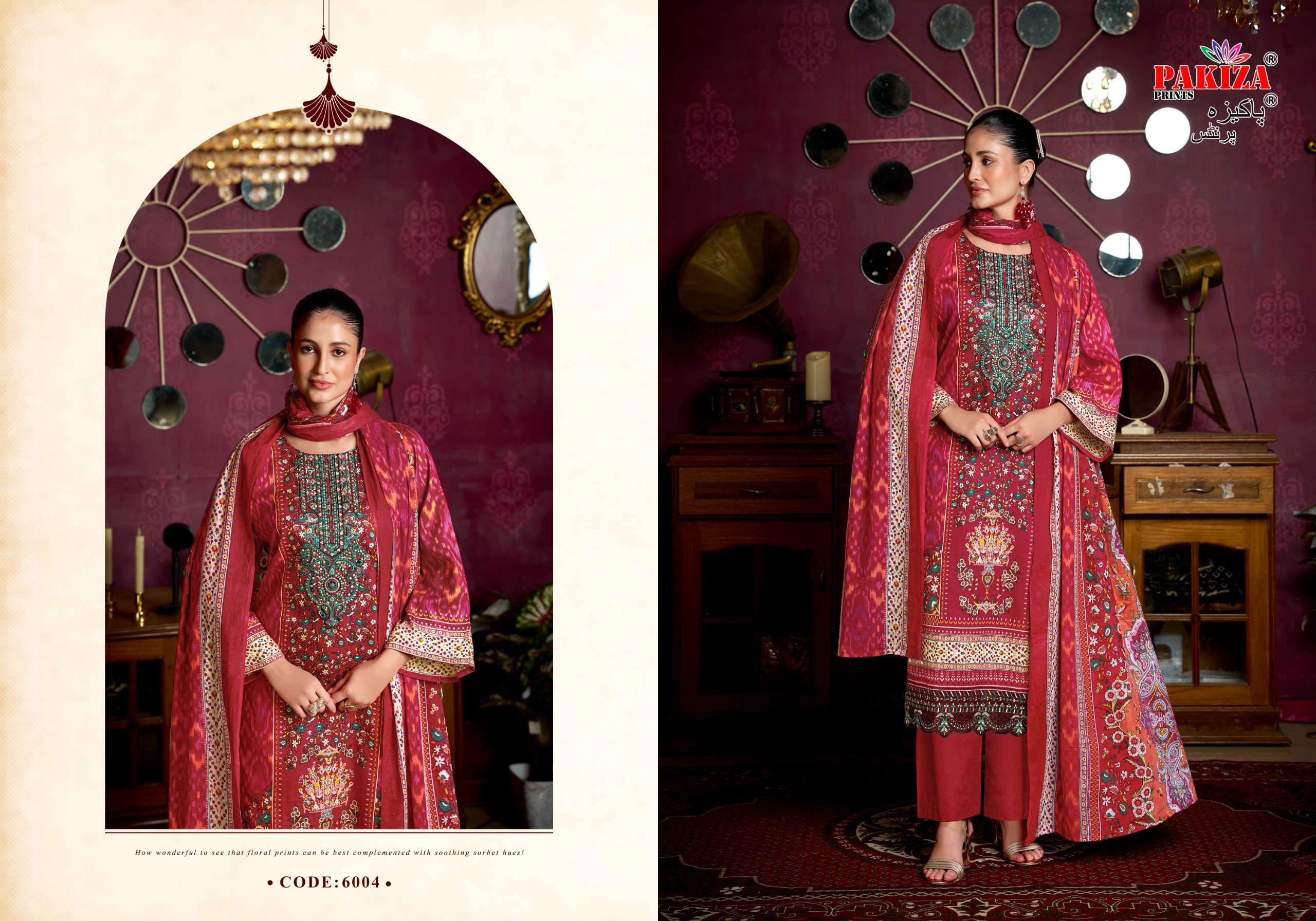 PAKIZA PRINTS FARMAISH VOL 6 JAM SATIN PRINT WITH FANCY WORK LADIES SUIT