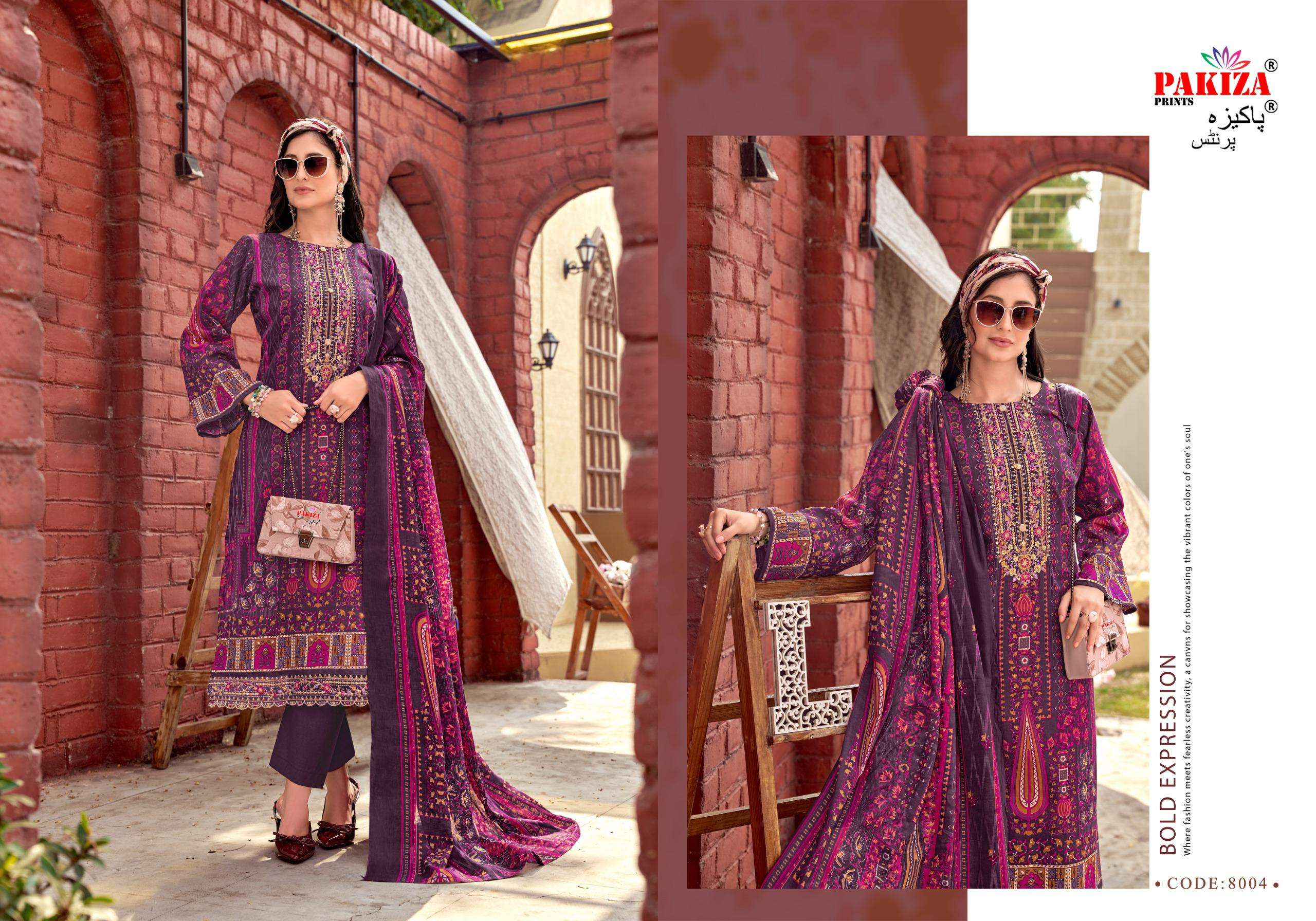 PAKIZA PRINTS FARMAISH VOL 8 JAM SATIN PRINT WITH FANCY KASHMIRI EMBROIDERY WORK SUIT