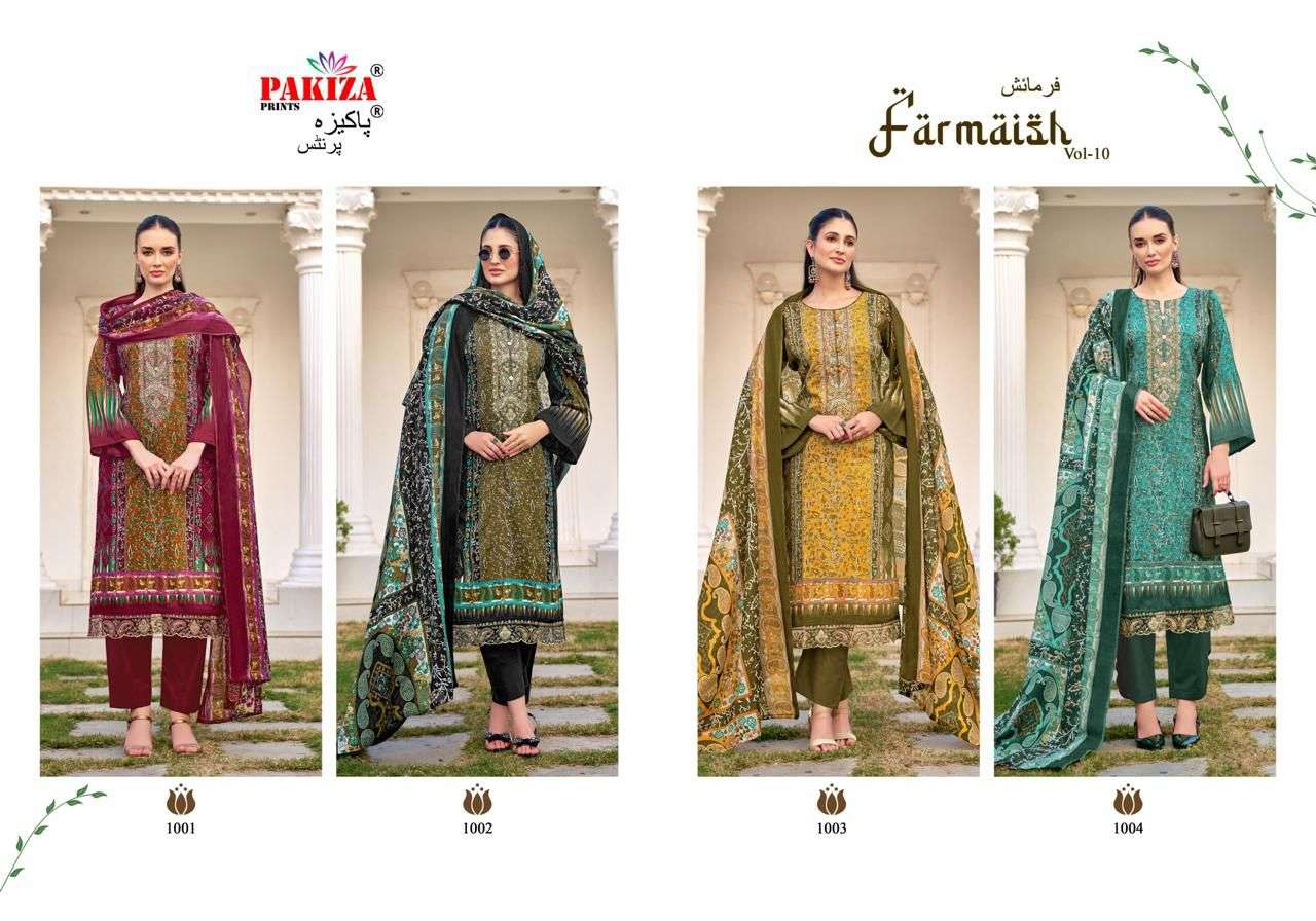 PAKIZA PRINTS FARMAISH VOL 9 10 11 12 JAM SATIN PRINT WITH FANCY KASHMIRI EMBROIDERY WORK SUIT