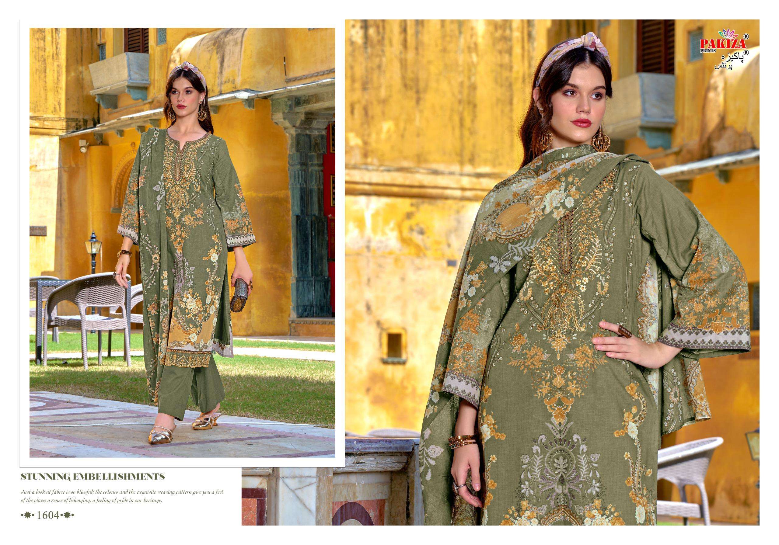 PAKIZA PRINTS NAKSH VOL 16 LAWN COTTON PRINT WITH FANCY KASHMIRI EMBROIDERY WORK SUIT