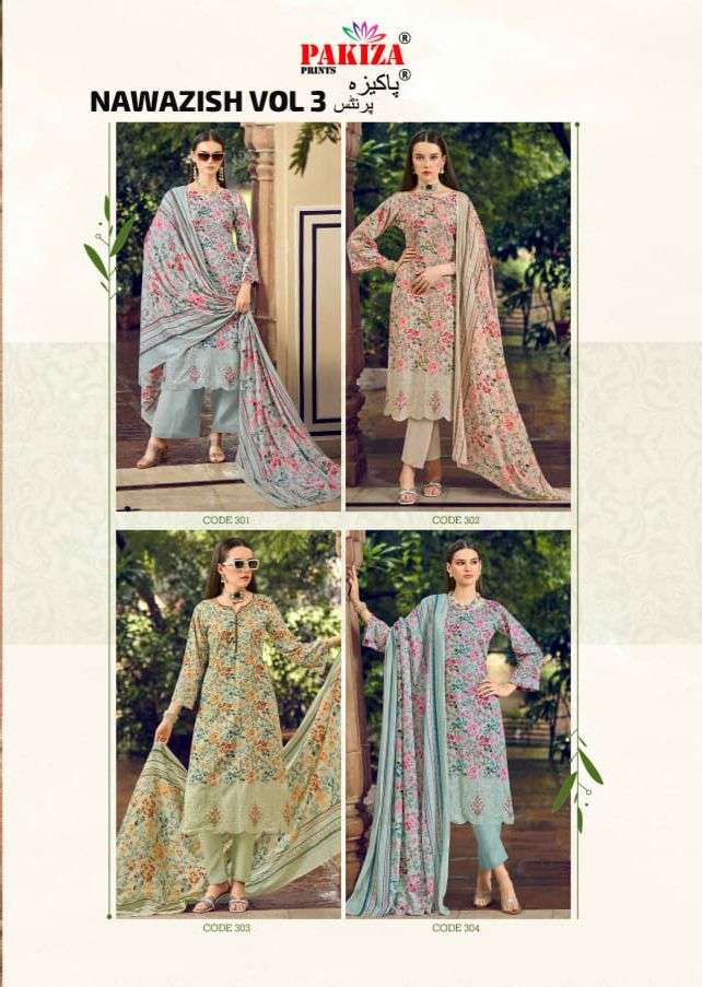 PAKIZA PRINTS NAWAZISH VOL 3 LAWN COTTON FANCY EMBROIDERY WORK SUIT