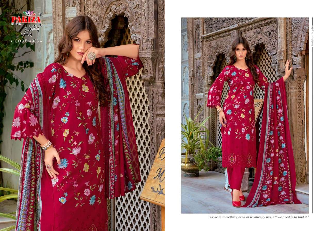 PAKIZA PRINTS NAWAZISH VOL 4 LAWN COTTON FANCY EMBROIDERY WORK SUIT